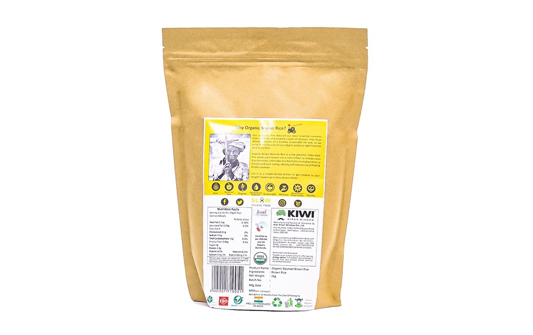 Kiwi Kisan Window Organic Brown Rice    Pack  1 kilogram